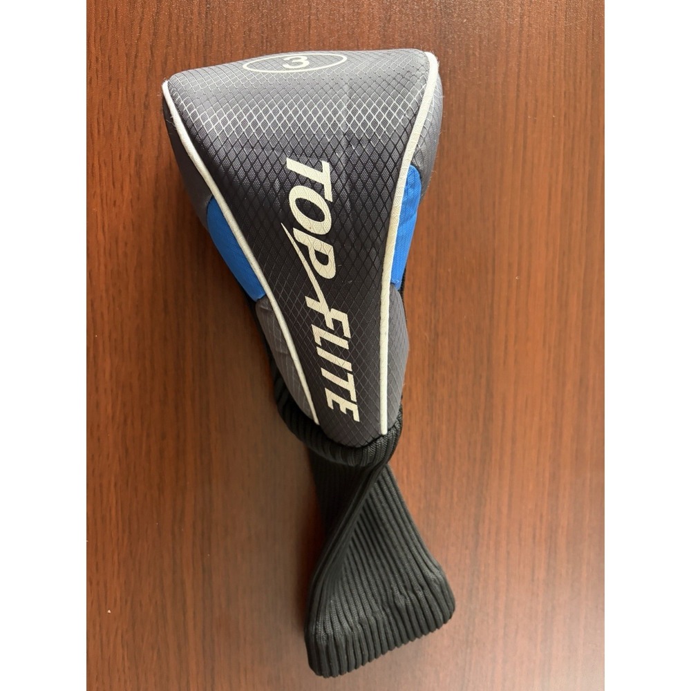 Top Flite 3 Wood Headcover‎ Golf Club Cover Black Gray Blue White